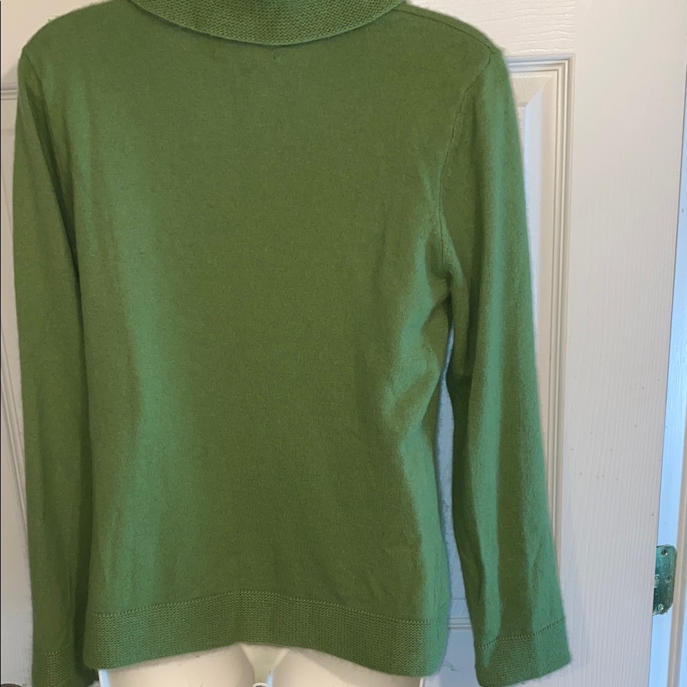 Fenn Wright Manson Green Woman Knit Shawl Collar Angora Lambswool Sweater Size L - Picture 6 of 10